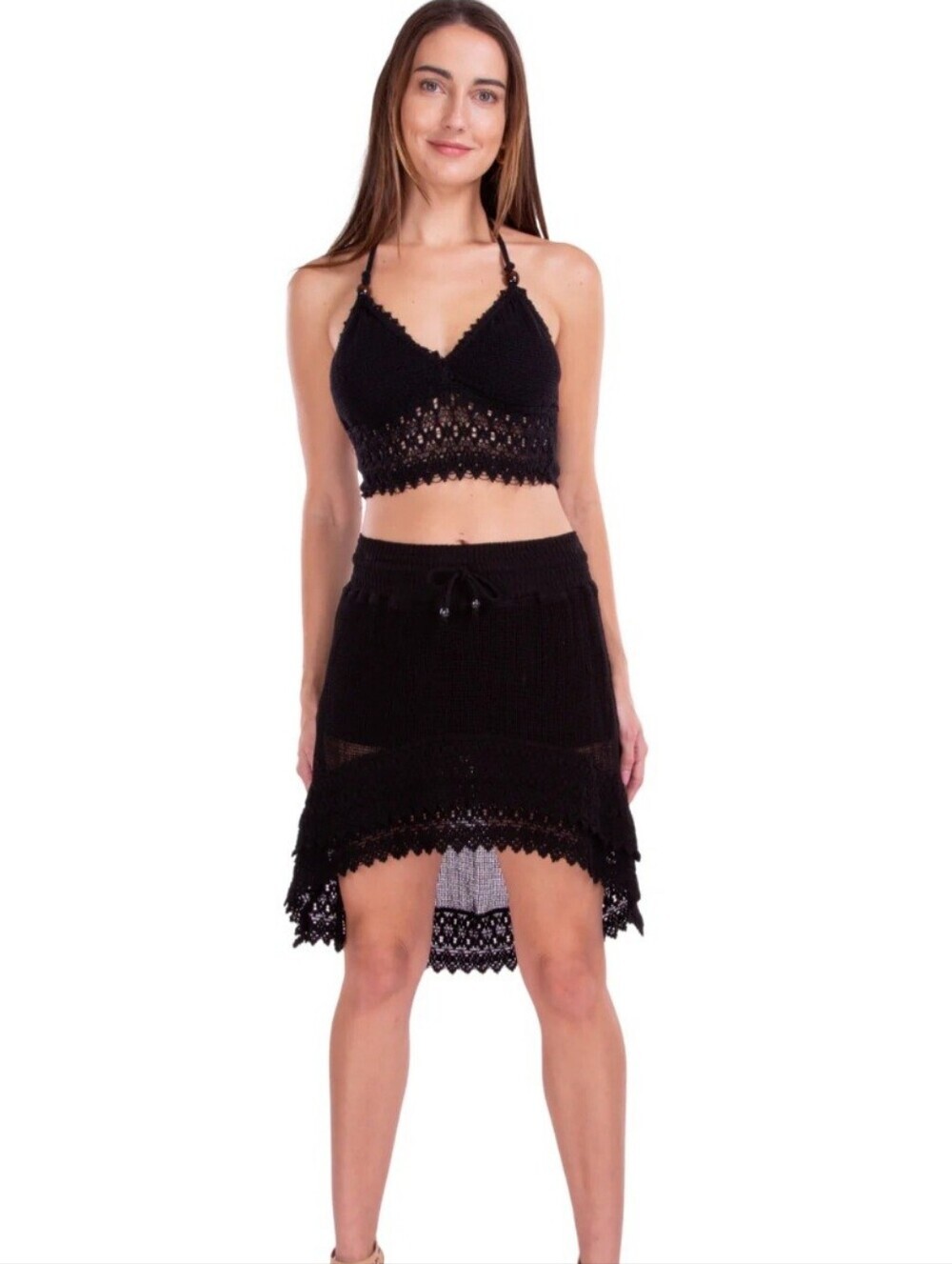 SEASPICE Jasmine' Crochet High Low Skirt Size M